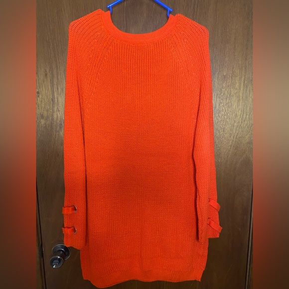 Military Hippie Sweaters Nwt Bright Orange Military Hippie Lace Up